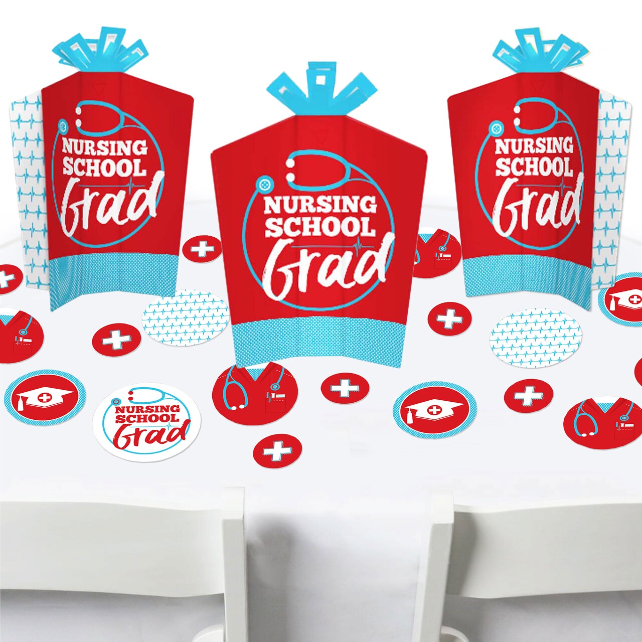 Big Dot of Happiness Nurse Graduation - Medical Nursing Graduation Party Decor and Confetti - Terrific Table Centerpiece Kit - Set of 30